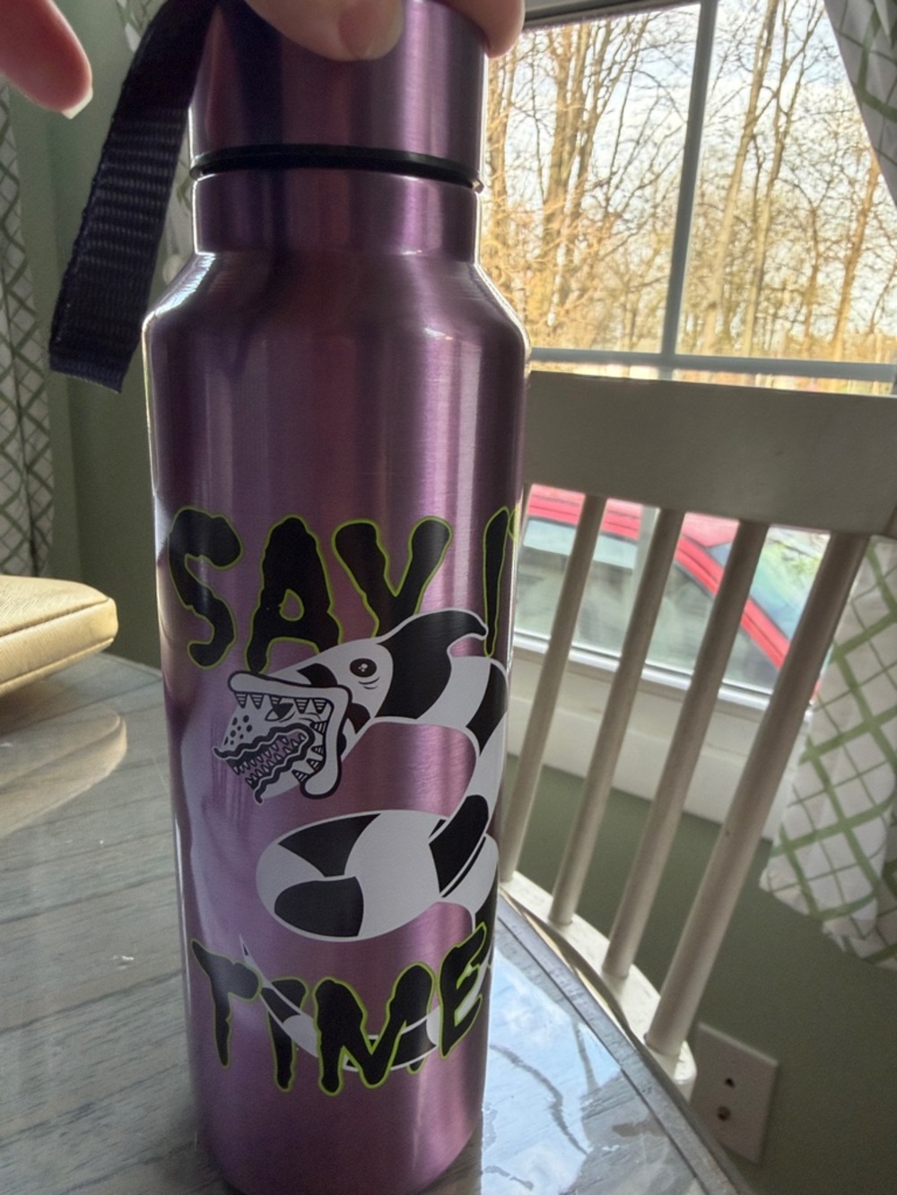 3/$6 Metallic Purple Beetlejuice Logo Bottle